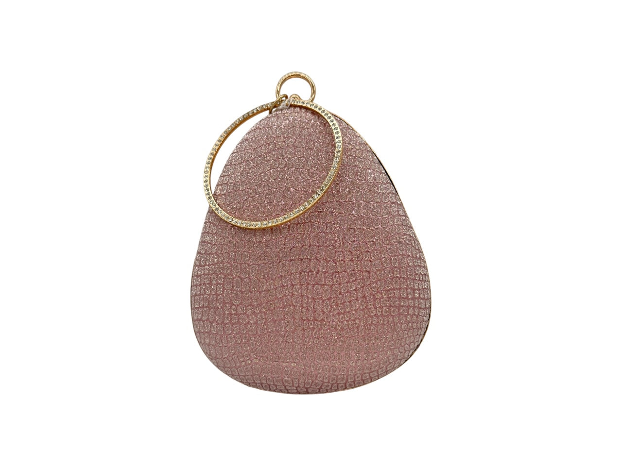 Elite Couture Light Pink Petal Shaped Shiny Clutch with Round Holder