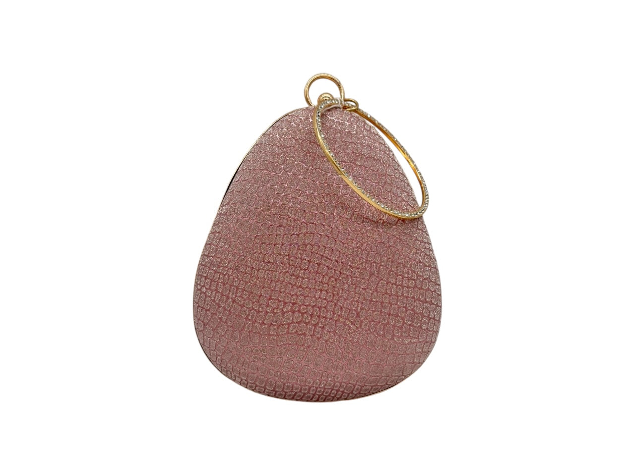 Elite Couture Light Pink Petal Shaped Shiny Clutch with Round Holder