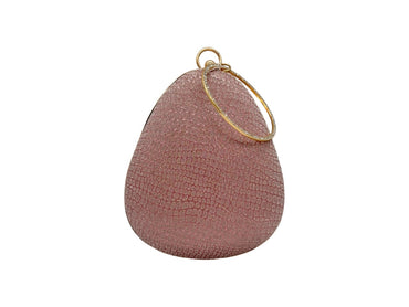 Elite Couture Light Pink Petal Shaped Shiny Clutch with Round Holder