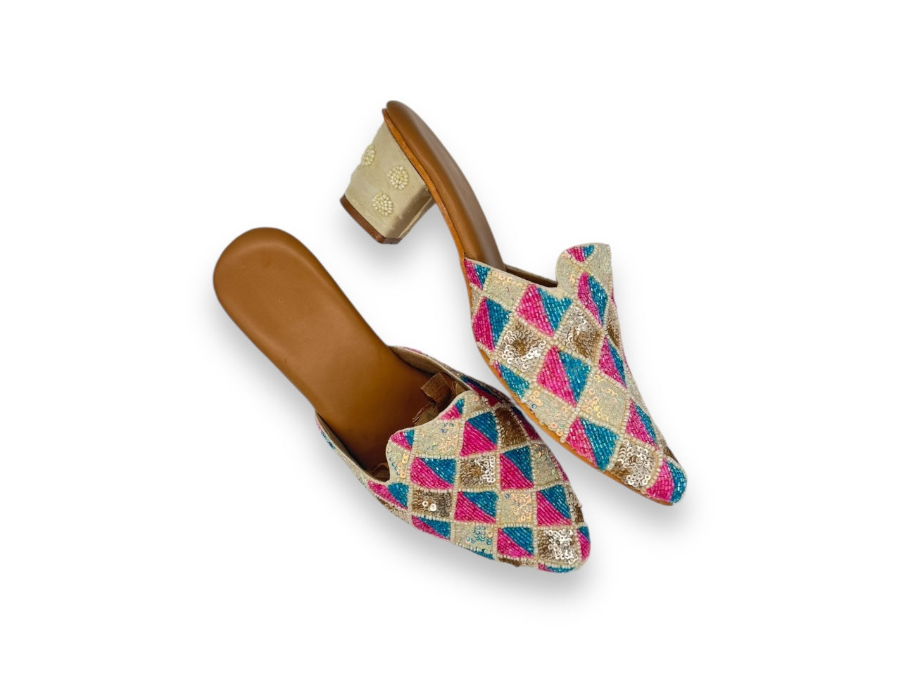 Ethnic Studded Multi Colored Jutti Shoes for Festive Wedding Occasion Wear