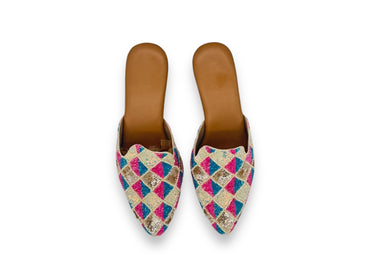 Ethnic Studded Multi Colored Jutti Shoes for Festive Wedding Occasion Wear