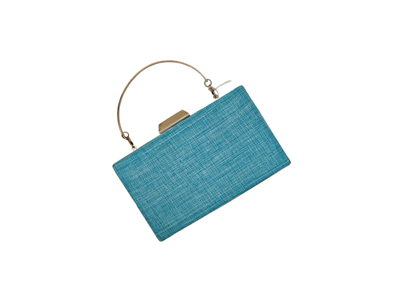 Elite Couture Sky Blue Embroidered Clutch with Golden Detail