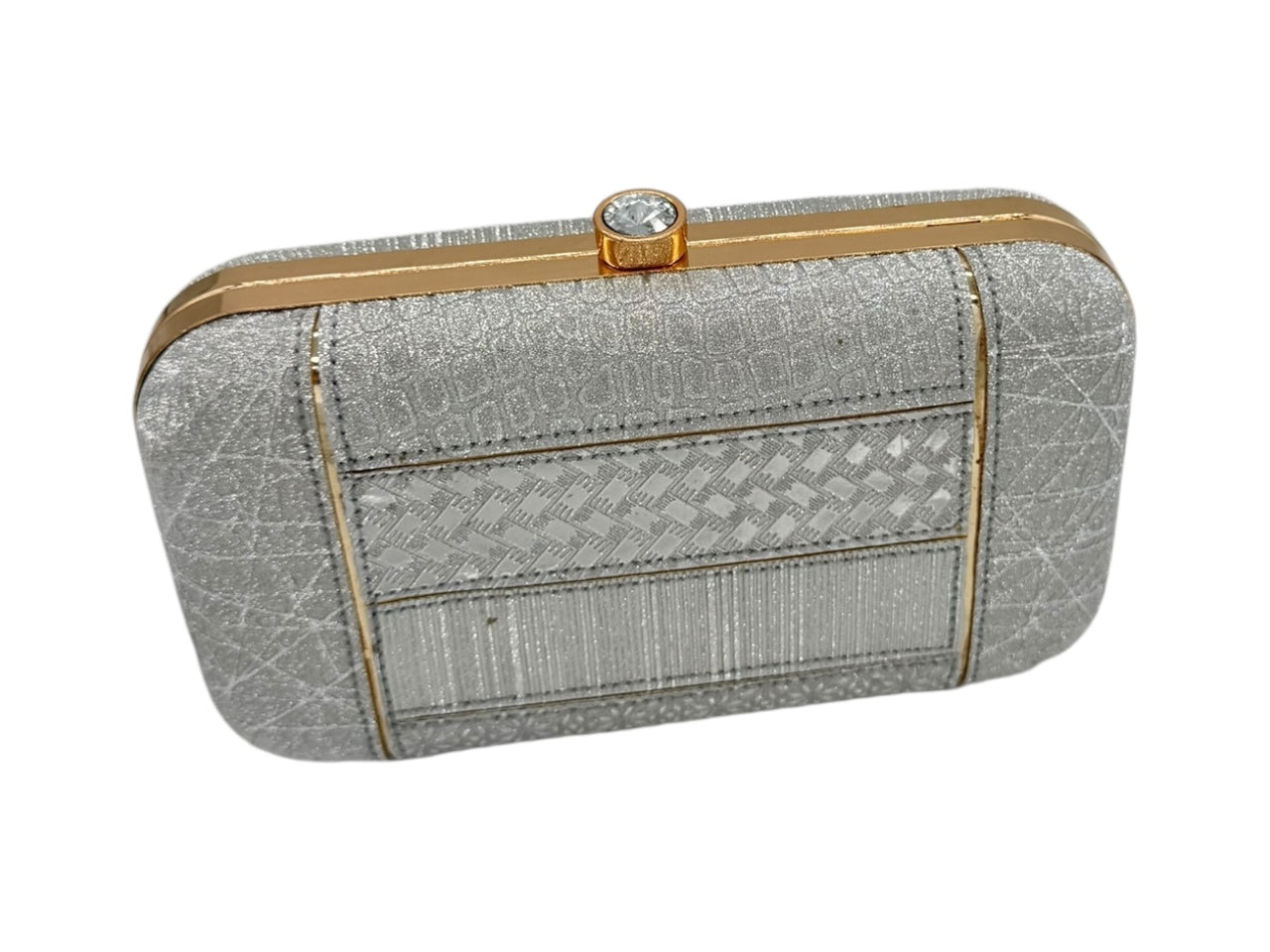 Elite Couture Silver Detailed Box Clutch for Festive Occasions