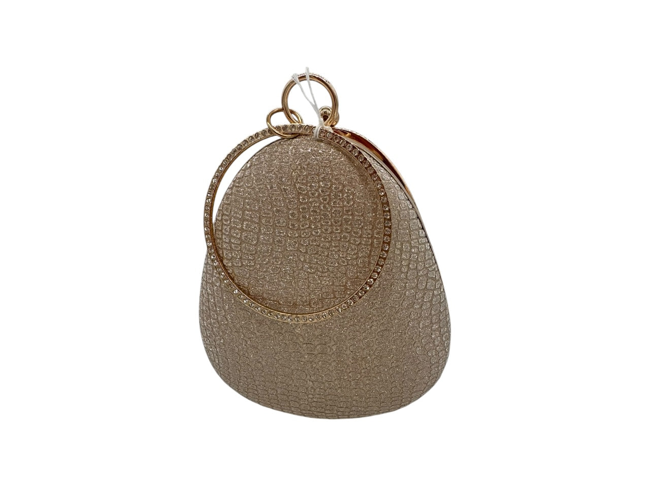 Elite Couture Light Gold Petal Shaped Shiny Clutch with Round Holder