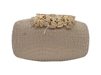 Elite Couture Light Gold Light Coloured Clutch with Big Buckle Closure