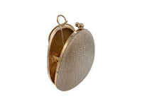 Elite Couture Light Gold Petal Shaped Shiny Clutch with Round Holder