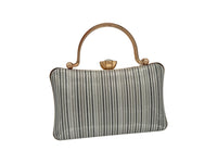 Elite Couture Monochrome Striped Shiny HighStyle Clutch with Diamond Style Buckle