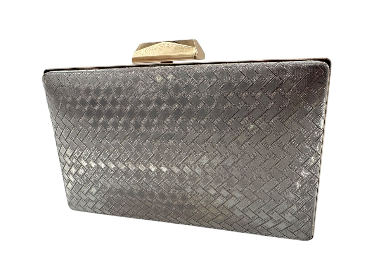 Elite Couture Zig Zag Silver Snake Pattern Shiny Clutch