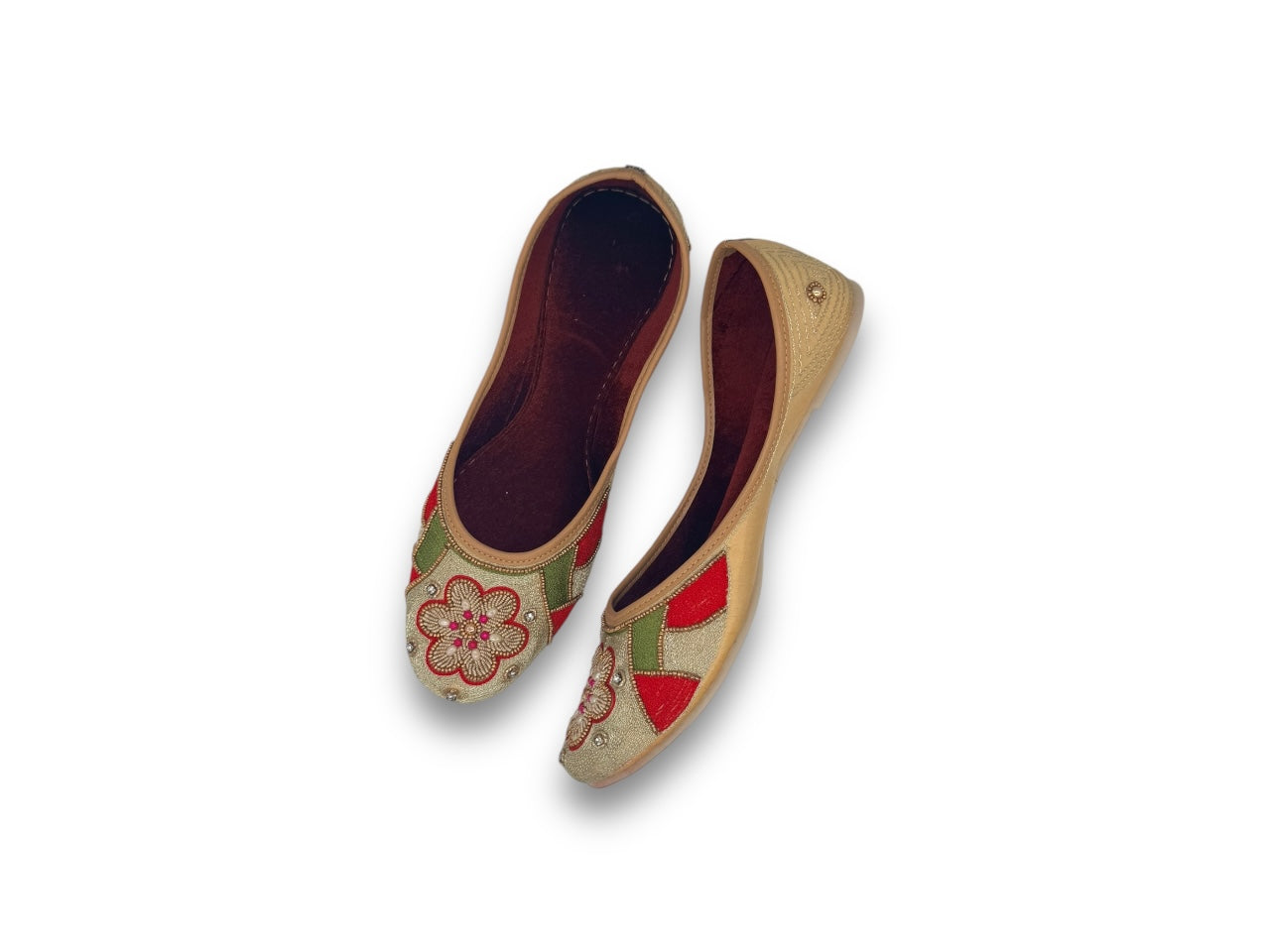 Beautiful Bright Red Flats for Indian Ethnic Traditional Wear Jooti Shoes for Women