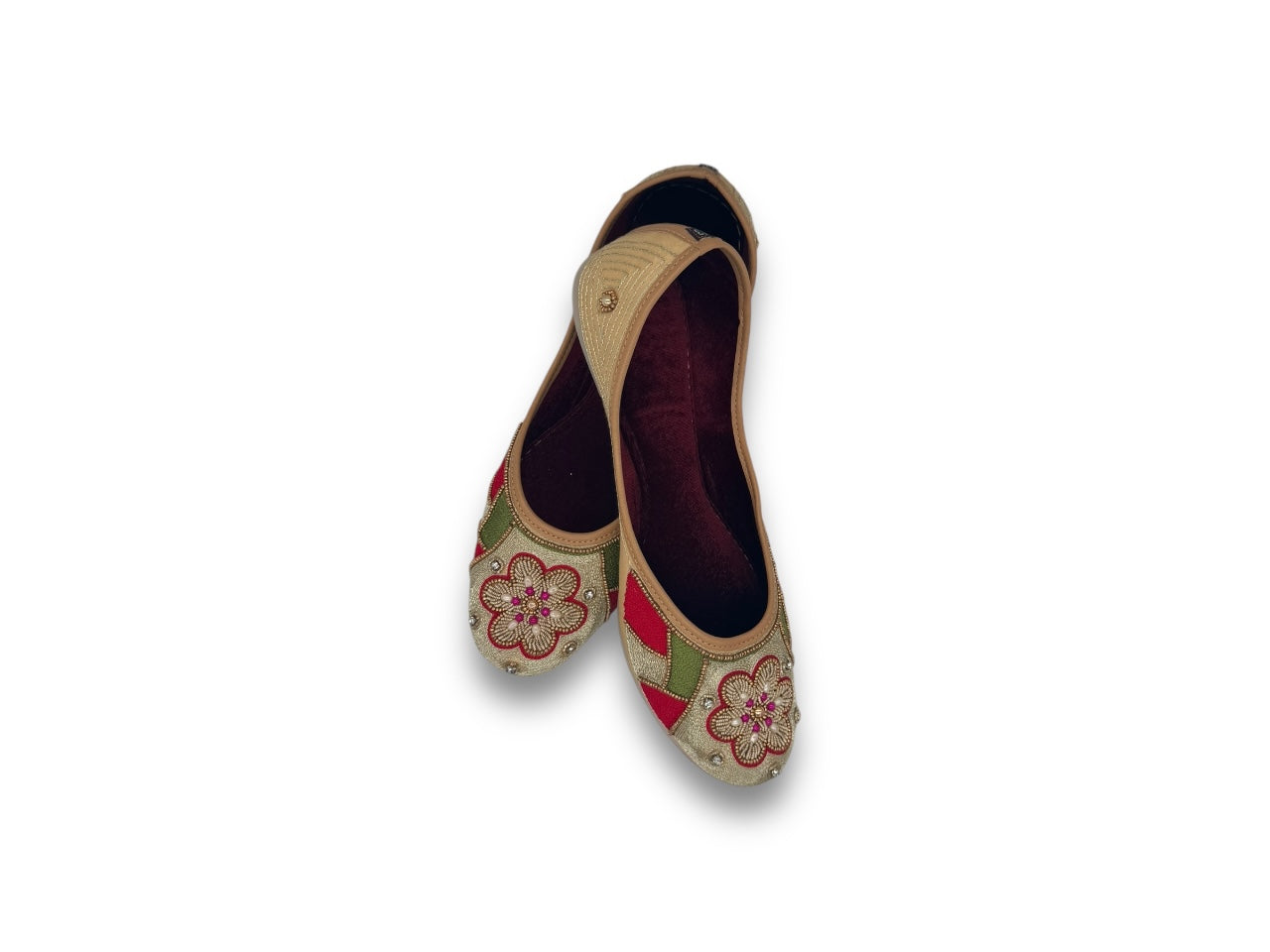 Beautiful Bright Red Flats for Indian Ethnic Traditional Wear Jooti Shoes for Women