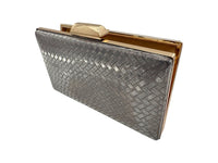 Elite Couture Zig Zag Silver Snake Pattern Shiny Clutch