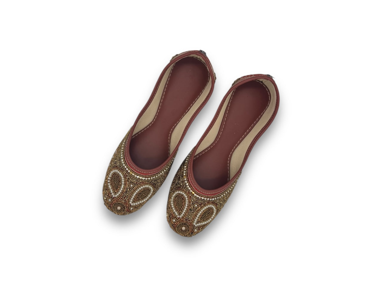 Stunning Copper Gold Indian Ethnic Traditional Womens Jooti Shoes for Wedding Festive Wear