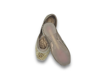 Gold Colored Studded Ethnic Traditional Womens' Indian Jooti Shoes