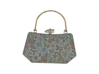 Elite Couture Floral Printed Pencil Shaped Stone Buckle Clutch