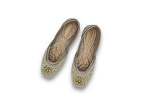 Gold Colored Studded Ethnic Traditional Womens' Indian Jooti Shoes