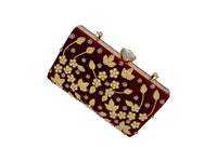 Elite Couture Velvet Studded Handbag with Embroidered Design