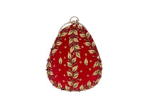 Elite Couture Red Velvet Petal Shaped Embroidered Clutch