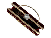 Elite Couture Velvet Studded Handbag with Embroidered Design