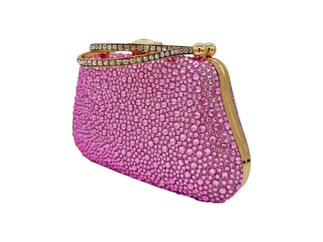 Elite Couture Bold Pink Dual Color Dual Tone Clutch with Chain Holder