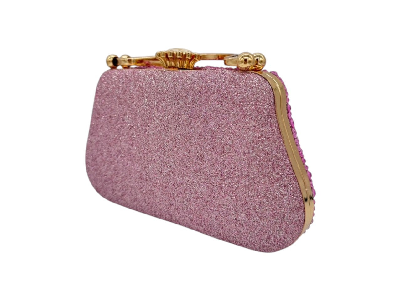 Elite Couture Bold Pink Dual Color Dual Tone Clutch with Chain Holder