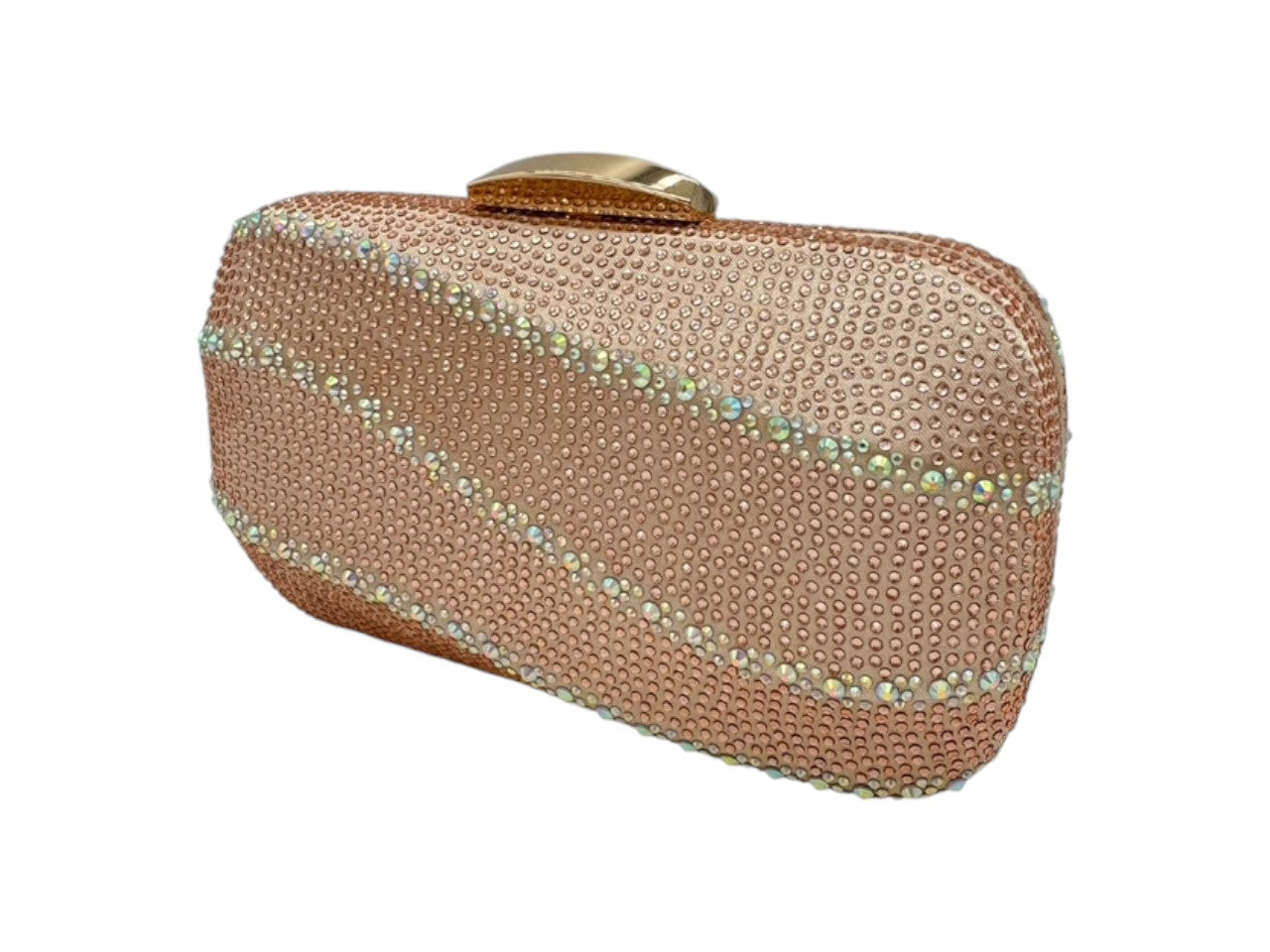 Elite Couture Coral Wave Patterned Clutch with Gold Detailing