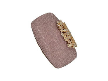 Elite Couture Rose Gold Light Coloured Clutch with Big Buckle Closure