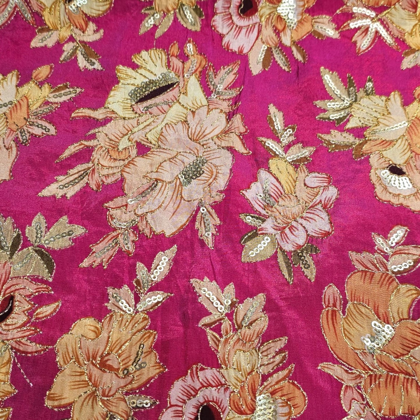 Designer Fabric in Beautiful Prints in Multicolor Embroidered Patterns (Style 1) (1 Yard) (Approx. 10 Meter)